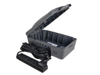 WEATHERPROOF BOX WITH 10 METRE 240 VOLT 4 WAY BAR
