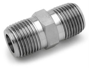 Ham-Let® Pipeline stainless steel hex nipple NPT to BSPT 